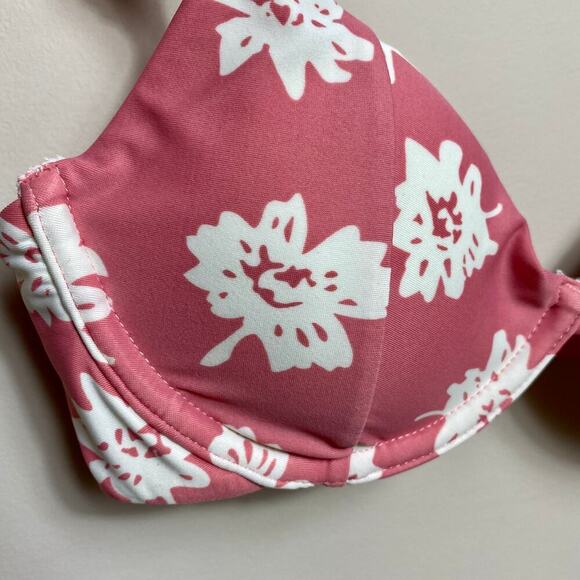 AMUSE SOCIETY Bikini Top Harlow Underwire Rose Pink White Floral Ruffle NEW S - Picture 8 of 13